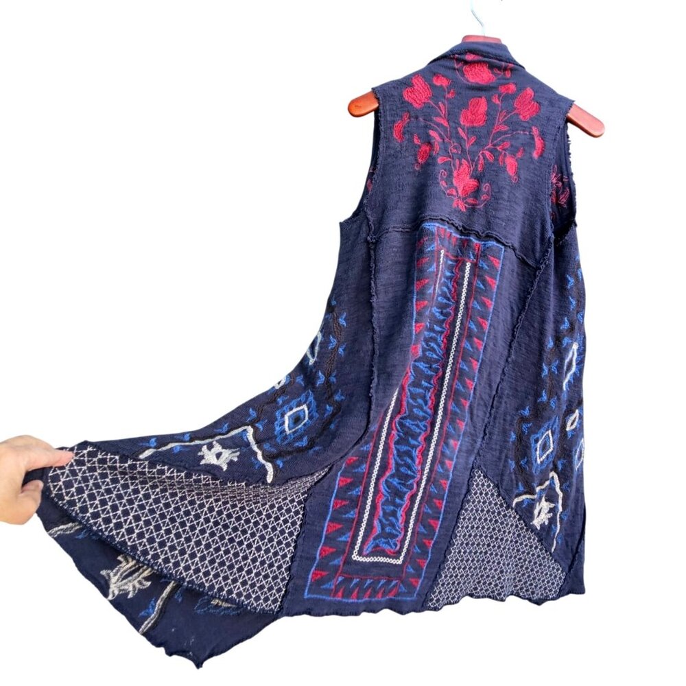 Soft Surroundings Embroidered Patchwork Boho Drap… - image 2